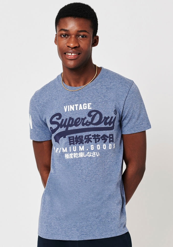 Superdry Herren Vintage Logo T-Shirt aus Bio-Baumwolle Tois Blau Gesprenkelt M