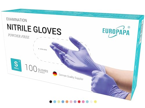EUROPAPA® 1000x Nitrilhandschuhe Einweghandschuhe puderfrei Untersuchungshandschuhe EN455 EN374 latexfrei Einmalhandschuhe Handschuhe in Gr. S, M, L & XL verfügbar (Lila, S)