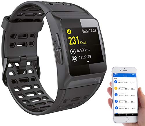newgen medicals Sport Uhren: GPS-Sportuhr, Bluetooth, Fitness, Puls, Nachrichten, Farbdisplay, IP68 (Smartwatch GPS)