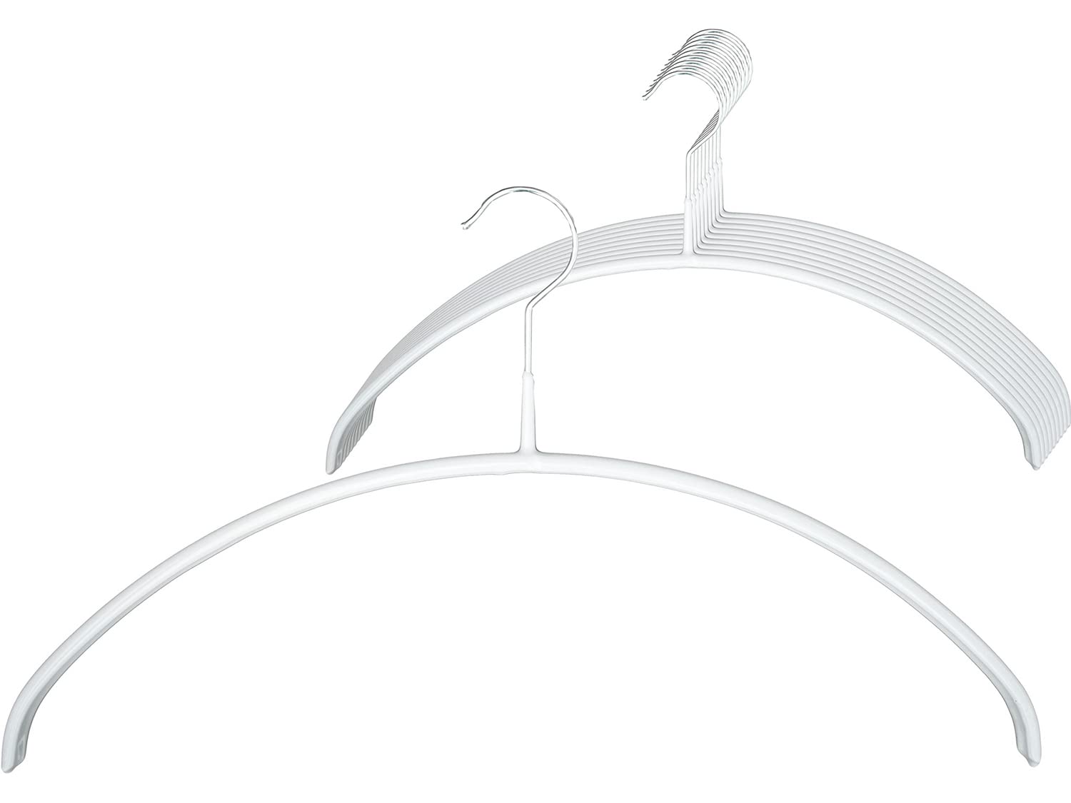 MAWA Kleiderbügel, 10 Stück, platzsparende und rutschfeste Oberteilbügel für T-Shirts und Pullover, 360° drehbar, hochwertige Antirutsch-Beschichtung, 40 cm, Weiß