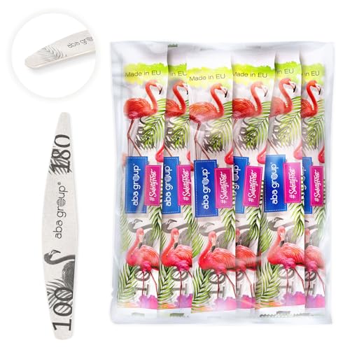 Aba Group Nagelfeilen 100/180 Wings Slim Flamingo Sichere Verpackung, Doppelseitig Nagelfeile Set, 50 Stück