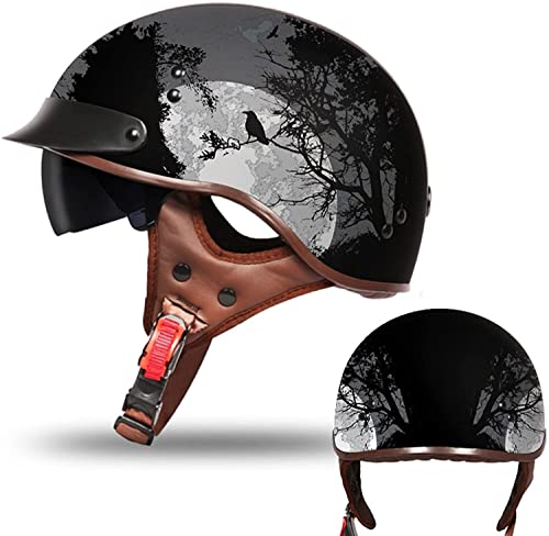 Motorradhelm Motorrad HalfHelm RollerHelm Jet-Helm Brain-Cap,DOT/ECE Zertifiziert Bike Helm Scooter Helm Mofa-Helm Chopper Retro StraßEnreiten Halbschalenhelm Mit Visier