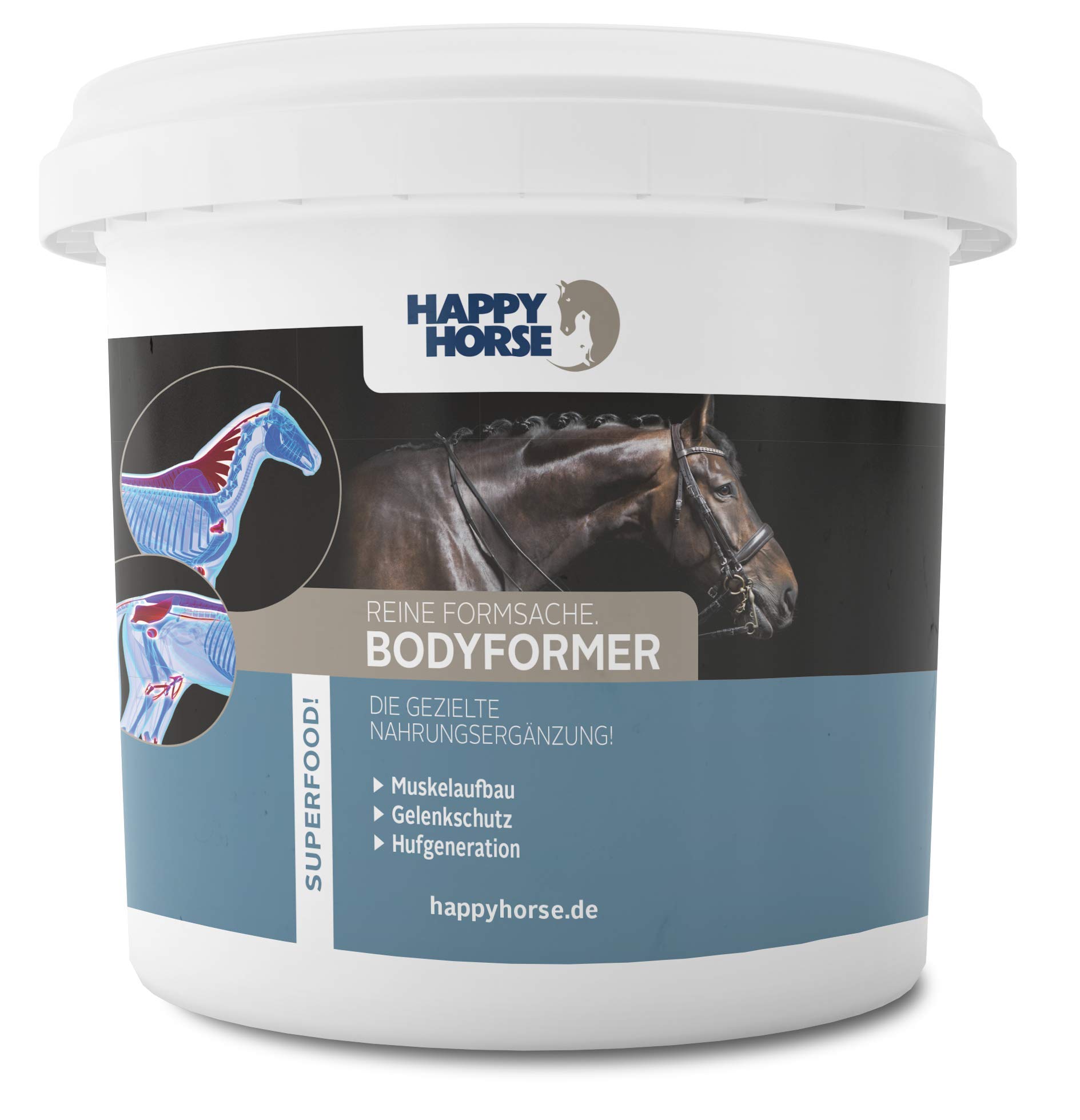Happy Horse Bodyformer – Muskelaufbau für Dein Pferd (1,5 kg) | Gelenkschutz | Hufregeneration | optimal für Sportpferde | Nahrungsergänzung | Energie- und Vitalstoffbereitstellung