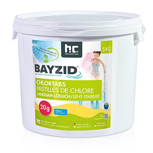 Pool Chlor Tabletten 20g 1 x 5 kg BAYZID von Höfer Chemie zur dauerhaften Chlorung von Pool und Schwimmbad - HOCHWIRKSAM und EFFEKTIV gegen Bakterien und Pilze