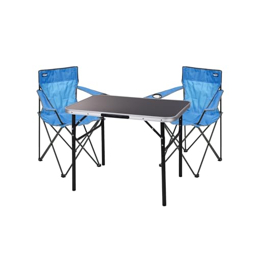 Mojawo 3er Set Outdoor Möbel Campingmöbel Camping Garnitur Set Oxford Bezug Outdoor Camping Anglerstuhl Aluminium Tisch Höhenverstellbar klappbar