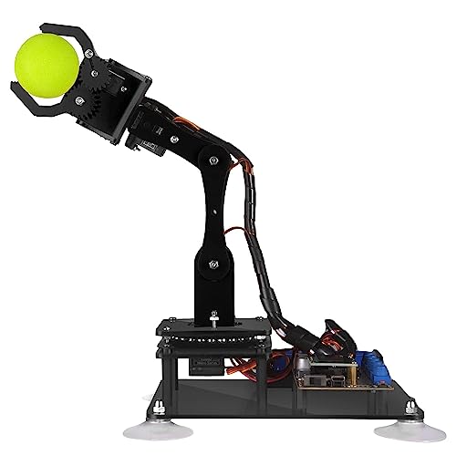 Adeept 5-DOF Roboterarm-Set, 5 Achsen, Roboter, kompatibel mit Arduino IDE, programmierbar, DIY-Codierung, STEM-Robotikarm mit OLED-Display-Verarbeitungscode und PDF-Anleitungen – Schwarz