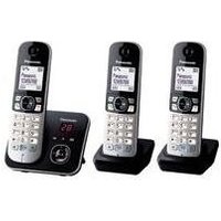 Panasonic KX TG6823 - Schnurlostelefon - Anrufbeantworter mit Rufnummernanzeige - DECT - Schwarz + 2 zusätzliche Handsets (KX-TG6823GB)