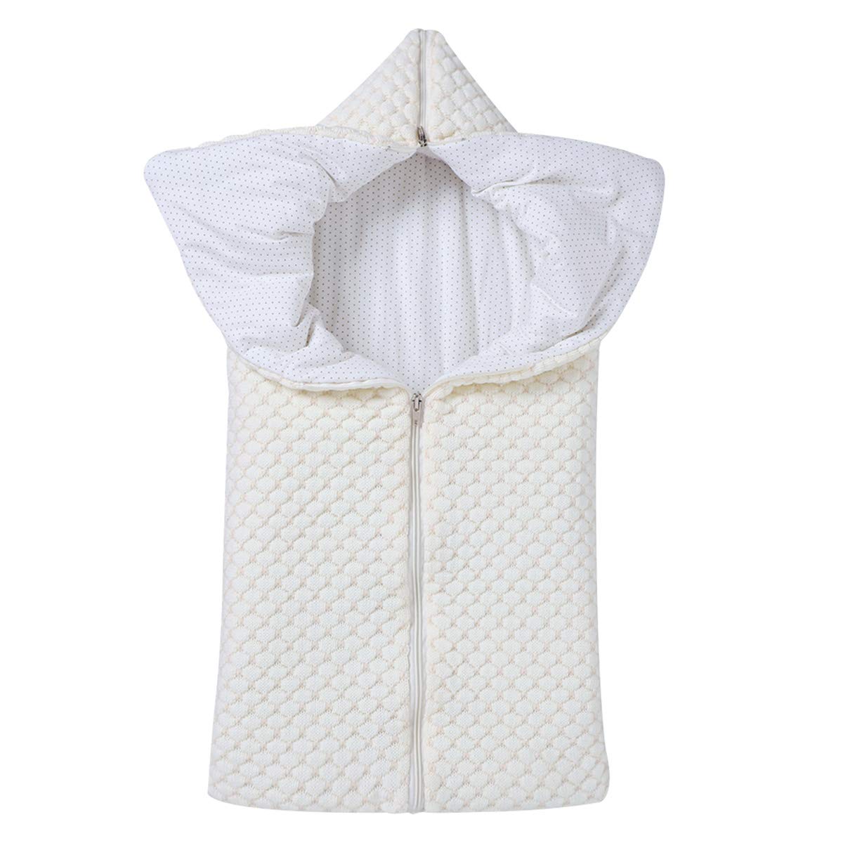 Yuehuam Schlafsack für Kinder mit Reißverschluss, dick, warm, einfarbig, mit Kapuze, multifunktionaler Kinderwagen, für Jungen 0-12 Monate