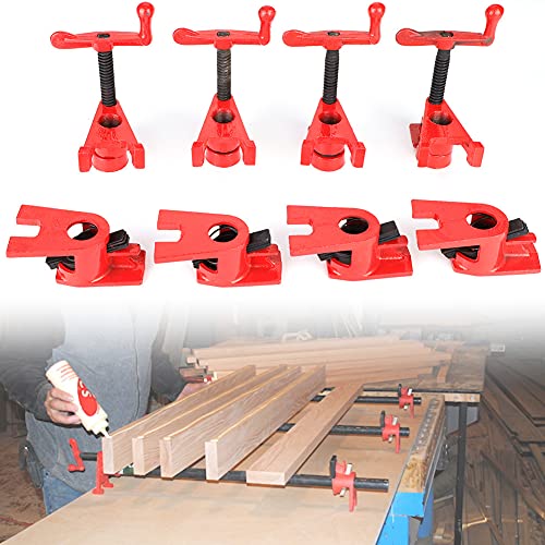 Holzbearbeitungsklemme, 4 Set, 1,9 cm (3/4 Zoll) Schnellspanner, robuste breite Basis, Eisenholz, Metallklemmen, Set für Holzbearbeitung