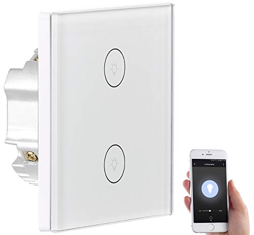 Luminea Home Control WiFi Taster: Touch-Doppel-Lichttaster, Amazon Alexa & Google Assistant kompatibel (Alexa Taster)