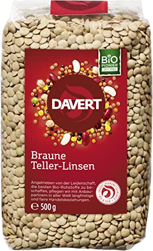 Davert Braune Teller-Linsen, 4er Pack (4 x 500 g) - Bio