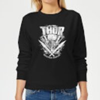 Marvel Thor Ragnarok Thor Hammer Logo Damen Pullover - Schwarz - S - Schwarz