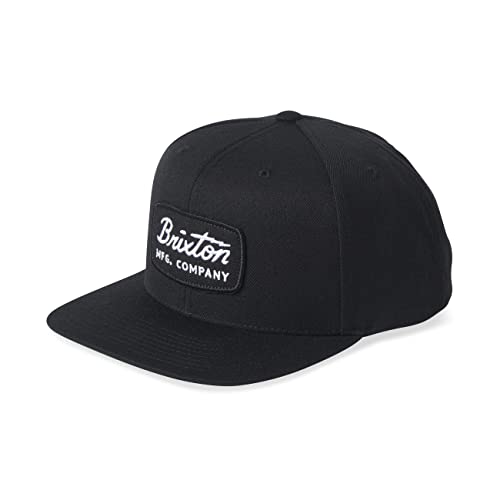 Brixton Jolt Snapback, Men’s Medium Profile, Adjustable, Flat Wide Brim Hat, Acrylic & Wool Blend, Black/Black/White, One Size