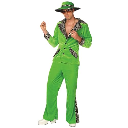Morph Grünes Zuhälter Kostüm für Herren, Pimp Verkleidung Erwachsene, Junggesellenabschied, Karneval, Halloween, Party - L (107-112 cm Brustumfang)