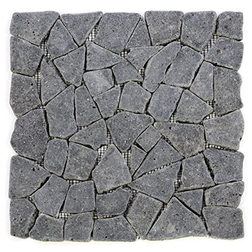 Divero HF55536 11 Fliesenmatten Naturstein Mosaik aus Andesit für Wand und Boden grau á 30 x 30 cm