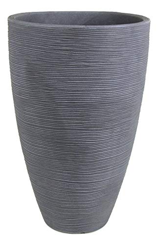 JP Rillentopf Pflanzkübel 60 cm hoch rund aus Kunststoff grau