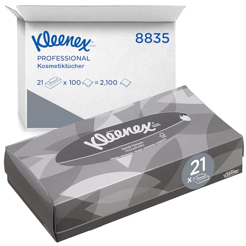 Kleenex 8835 Kosmetiktücher in der Box, 2-lagige, 21 Kartons x 100 Tücher, weiß