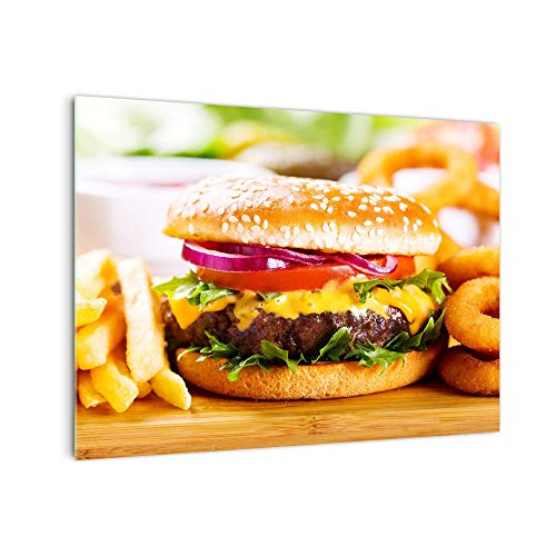 DekoGlas Küchenrückwand 'Burger und Pommes' in div. Größen, Glas-Rückwand, Wandpaneele, Spritzschutz & Fliesenspiegel
