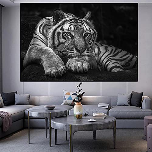 Wilde Tiger Tier Leinwand Gemälde an der Wand Poster und druckt große Wandkunst dekorative Bild für Wohnzimmer 70x90cm Innenrahmen