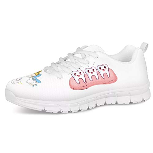UOIMAG Cute Tooth Fairy Mental Pattern Schuhe für Frauen Mädchen Gift Trainer Soft Lace Sneaker Schuhe Atmungsaktive Air Mesh Freizeitschuhe 40EU