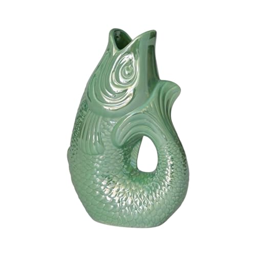 Monsieur Carafon, Fisch -Vase/Krug/Kanne/Skulptur Fisch, Größe S, Fassungsvermögen 1,2 Liter, Größe 9,7 x 16,5 x 25cm (rainbow mint)