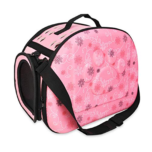 MBLUE Haustier Hund Katze Träger Seite Faltbare Travel Tote Schultertasche Handtasche Travel Approved (Pink)