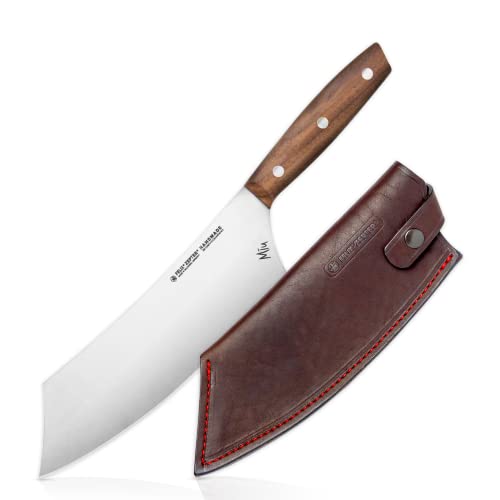 Felix SOLINGEN 229102-GB MIU BBQ-Messer inklusive Lederscheide – 22,5 cm Klinge mit Walnussgriff – echtes Rindsleder