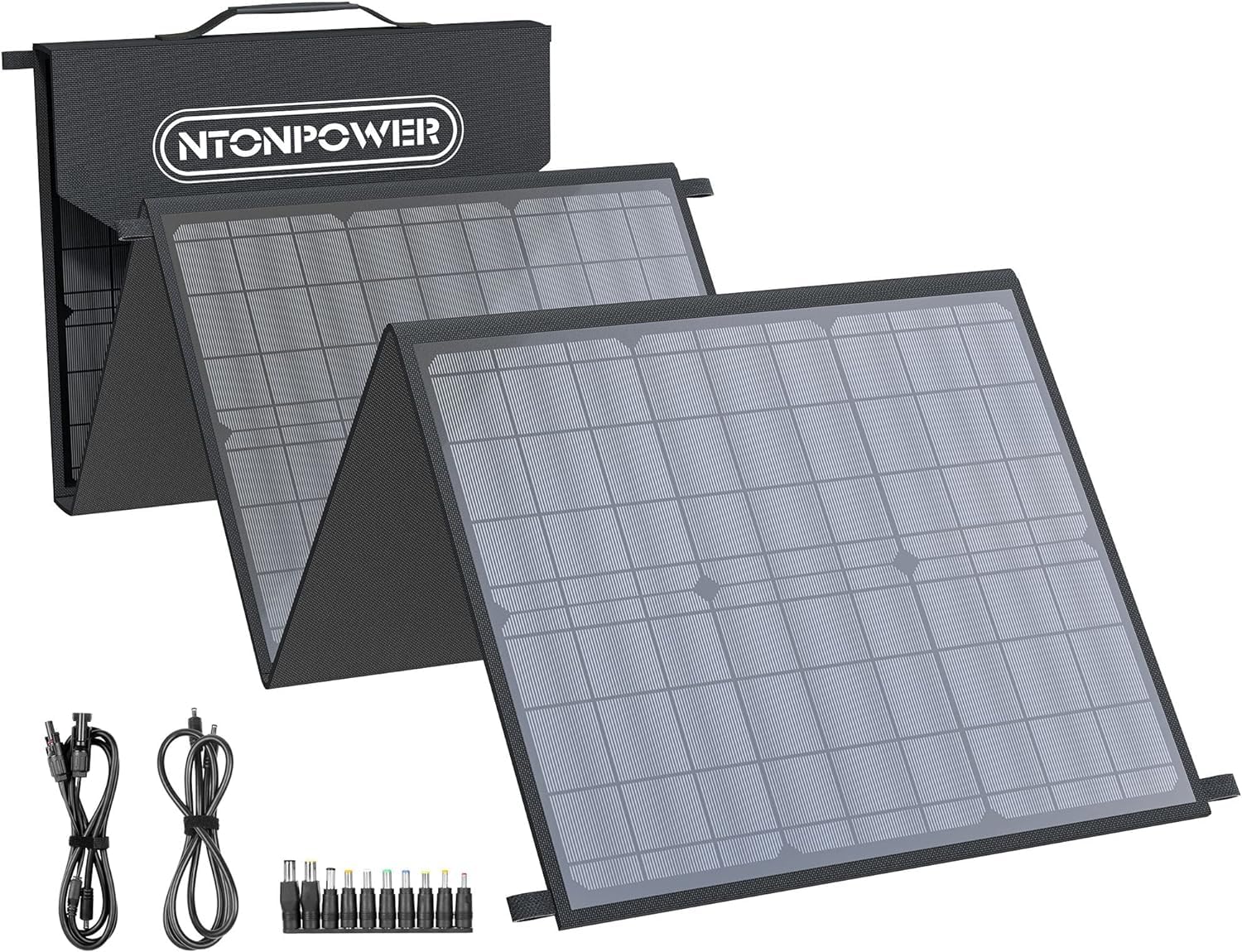NTONPOWER Solarpanel Faltbar 100W, 5V~18V Monokristallin Solarmodul mit USB/DC Ausgang, Tragbar Solar Panel Hohe Effizienz Solartasche für Outdoor Camping