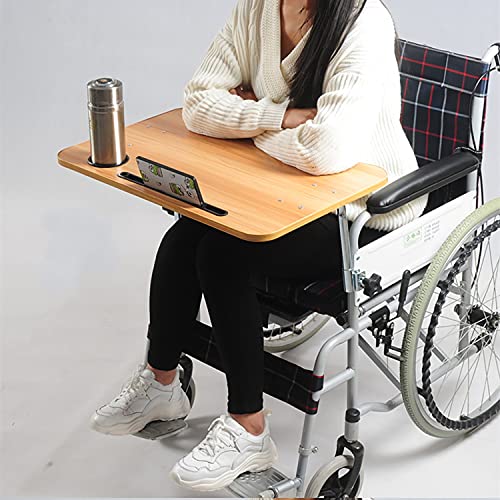 Winter Rollstuhl-Tablett-Tisch, Abnehmbarer Holz-Rollstuhl-Tablett Esstisch Rollstuhl-Zubehör mit Handy-Ständer, medizinischer tragbarer Universal-Tablett-Schreibtisch (Color : A)