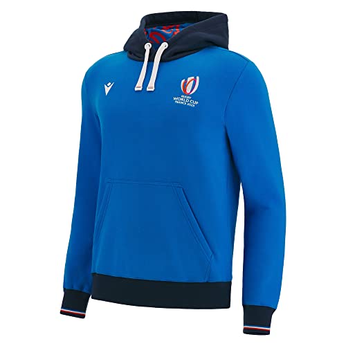 Macron Sweatshirt mit Kapuze für Erwachsene, Rugby World Cup 2023, offizielles Lizenzprodukt, blau, 3XL