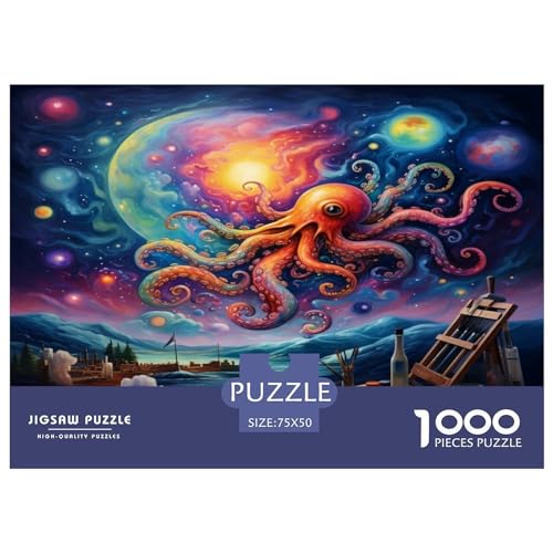 Art Watercolour Octopus Erwachsene 1000 Teile Puzzle Lernspiel Geburtstag Family Challenging Games Home Decor Stress Relief Toy 1000pcs (75x50cm)