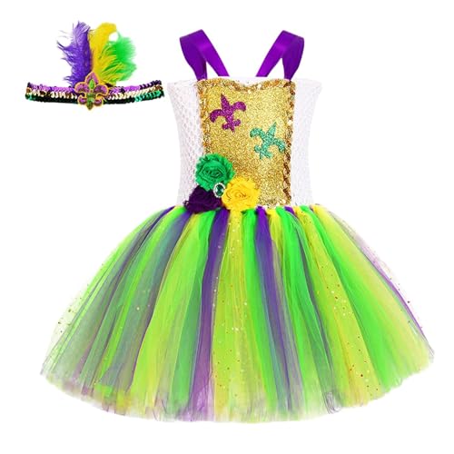 Shichangda Zirkus-Verkleidung für Kinder, Zirkus-Karnevalskostüm für Mädchen - Einzigartiges Cosplay-Kleid, Geburtstagsoutfit, Partykleid mit Stirnband - Exquisites Party-Outfit, bequemes