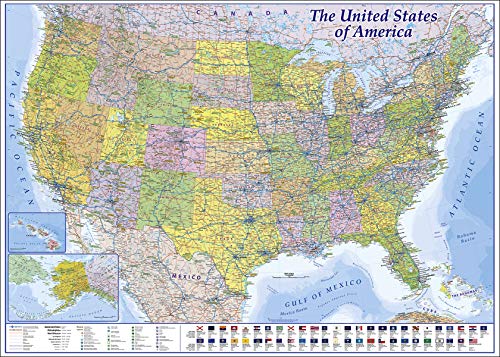 Close Up XXL USA Landkarte Premium Poster - Riesen Amerika Karte mit Allen Staaten - 140 x 100cm - MAPS IN Minutes