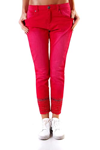 10898 MOZZAAR Damen Jeans Slimfit Stickerei Boho-Style Knöchellang Übergrößen