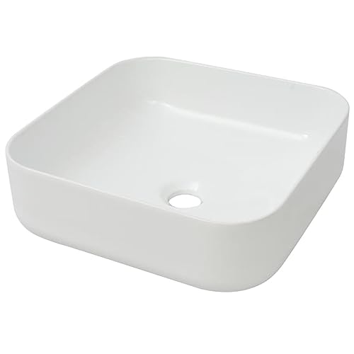 vidaXL Waschbecken Quadratisch Keramik Weiß Waschschale Aufsatzwaschbecken