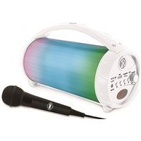 Lexibook BTP585Z iParty-Tragbarer Bluetooth-Lichtlautsprecher mit Mikrofon, Stereoanlage, Lichteffekten, Karaoke, Kabelloser, UKW-Radio, USB, SD-Karte, Akku, weiß