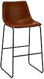 Ibbe Design 2er Set Braun Barstühle Kunstleder Vintage Industrial Sitzhocker mit Lehne Abel, Sitzhöhe 72 cm, Schwarz Metall Gestell, 46x54x97 cm