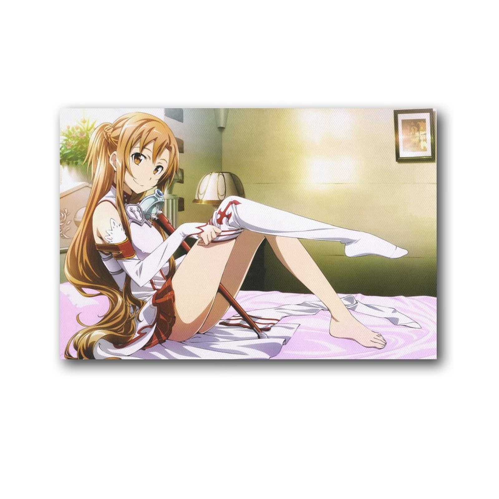 XINXUN SAO Schwertkunst Online-Anime-Poster Yuuki Asuna Seidenstrümpfe Leinwand-Wandkunst Poster Dekoratives Schlafzimmer Modern Home Druck Bild Kunstwerke Poster 60 x 90 cm