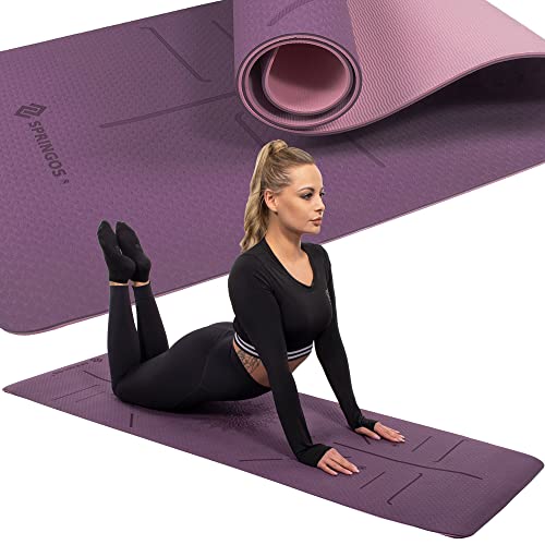 SPRINGOS Yogamatte mit Mandala 61 cm x 183 cm x 6 mm Anti-Rutsch-Übungsmatte zweiseitig Trainingsmatte Fitness frei von Latex und PVC