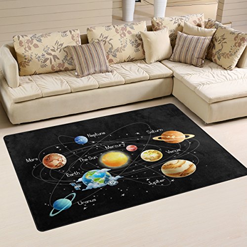 Use7 Universum Galaxy Sonnensystem-Teppich, rutschfest, für Wohnzimmer, Schlafzimmer, 100 x 150 cm