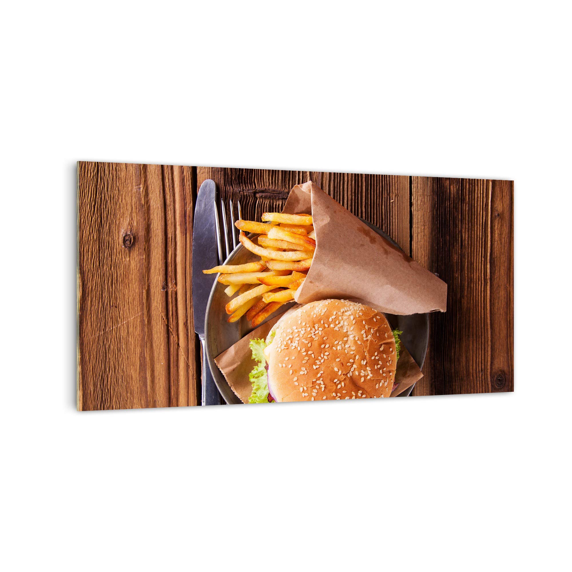 DekoGlas Küchenrückwand 'Burger von oben' in div. Größen, Glas-Rückwand, Wandpaneele, Spritzschutz & Fliesenspiegel