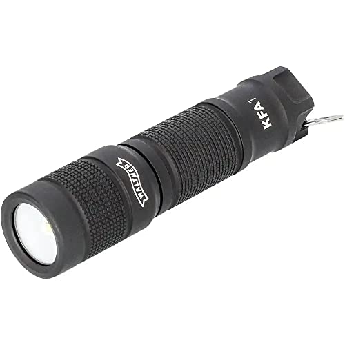 Walther KFA1 Keychain Flashlight A1 Taschenlampe, 110 Lumen, 3 Leuchtstufen (5/25/110 Lumen), Wasserdicht IPX8, inkl. Batterie AAA, Schlüsselring und Ersatzdichtung