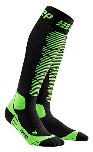 CEP - SKI Merino Socks Redesign für Herren | Merinosocken für den Wintersport in schwarz/grün | Größe V