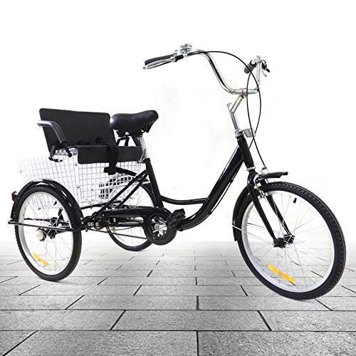 20 Zoll Dreirad Erwachsene mit Kindersitz Tricycle 3 Räder Fahrrad Single Speed,3 Räder Tricycle mit Einkaufskorb