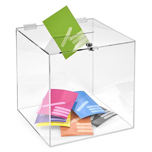 Losbox/Aktionsbox 300x300x300mm mit Schloß, aus transparentem Acrylglas/Spendenbox / Einwurfbox/Gewinnspielbox / Wahlurne/Acryl / abschließbar