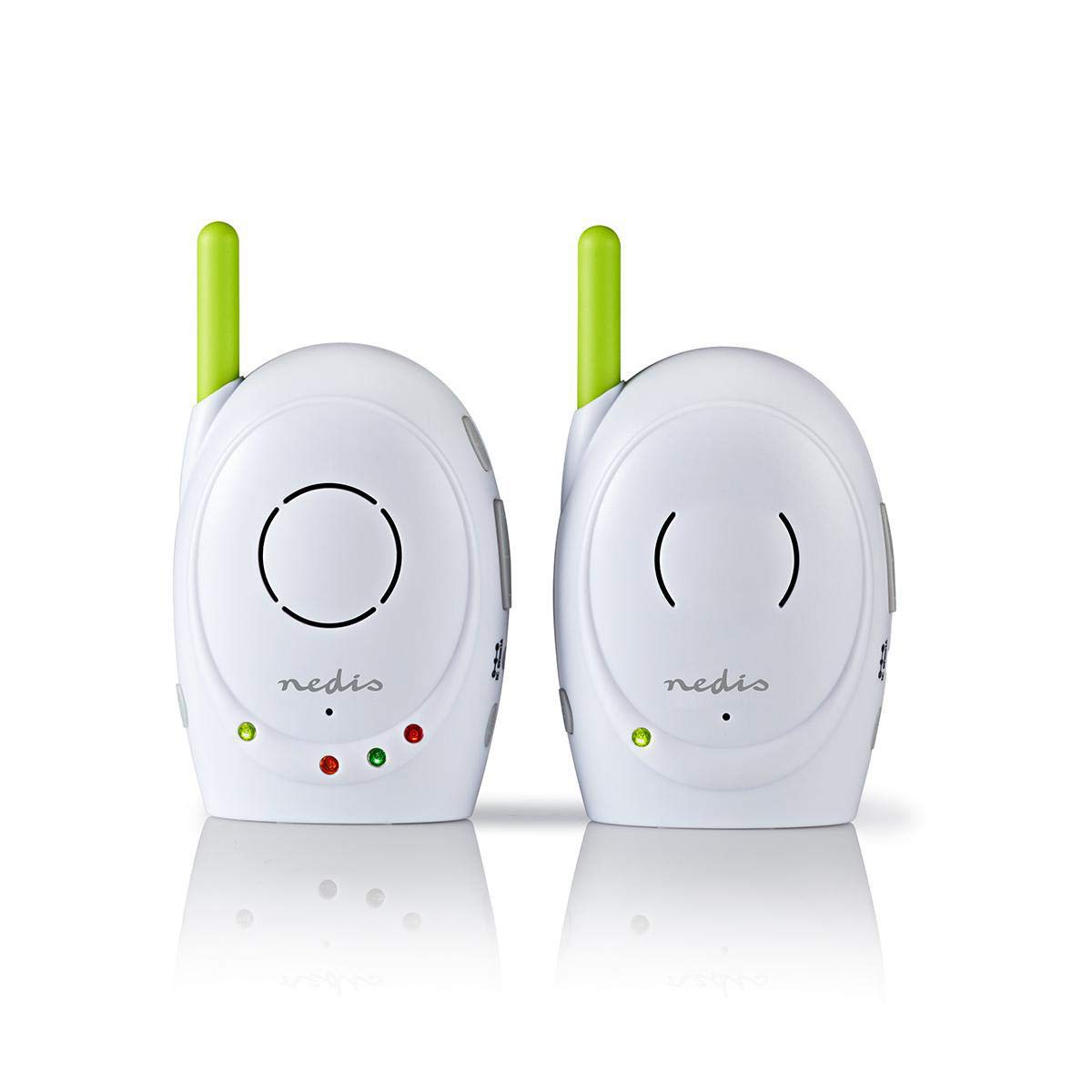 Nedis Audio-Baby-Monitor – Kabellose Babyphones mit Gegensprechfunktion und 300 m Reichweite – 2er-Set – Grün/Weiß