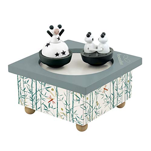 Trousselier - Mädchen & Panda - Tanzende Musikbox - Spieluhr - Ideales Geburtsgeschenk - 2 abnehmbare Figuren - Einfache Bedienung - Musik Dornröschen von Tchaikovsky - Farbe grün