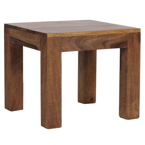 WOHNLING Couchtisch Massiv-Holz Sheesham 45 cm breit Wohnzimmer-Tisch Design dunkel-braun Landhaus-Stil Beistelltisch Natur-Produkt Wohnzimmermöbel Unikat modern Massivholzmöbel Echtholz rechteckig