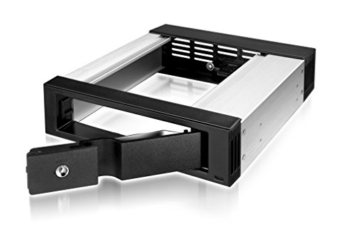 Icy Box IB-158SSK-B Wechselrahmen für 1x 3,5" (8,9 cm) SATA Festplatte für 1x 5,25" Schacht, SATA III, abschließbar, EasySwap, Aluminium, schwarz