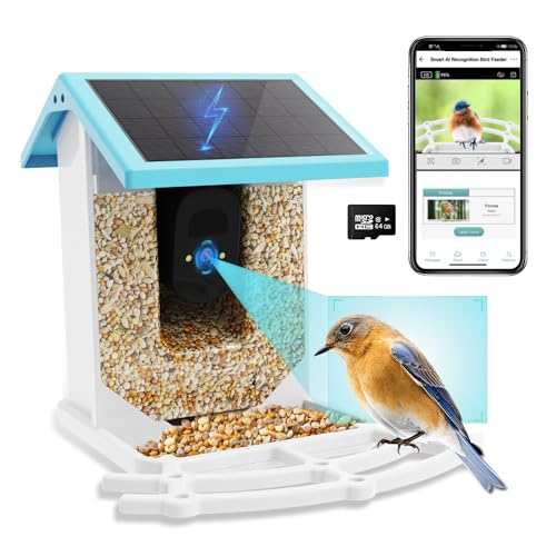 LETTON Intelligenter Vogelfutterspender mit Kamera, 1080P HD, solarbetrieben, 2,4 G WiFi, kabellose Outdoor-Kolibri-Futterstation, App-Steuerung, automatische Erfassung und Benachrichtigung von